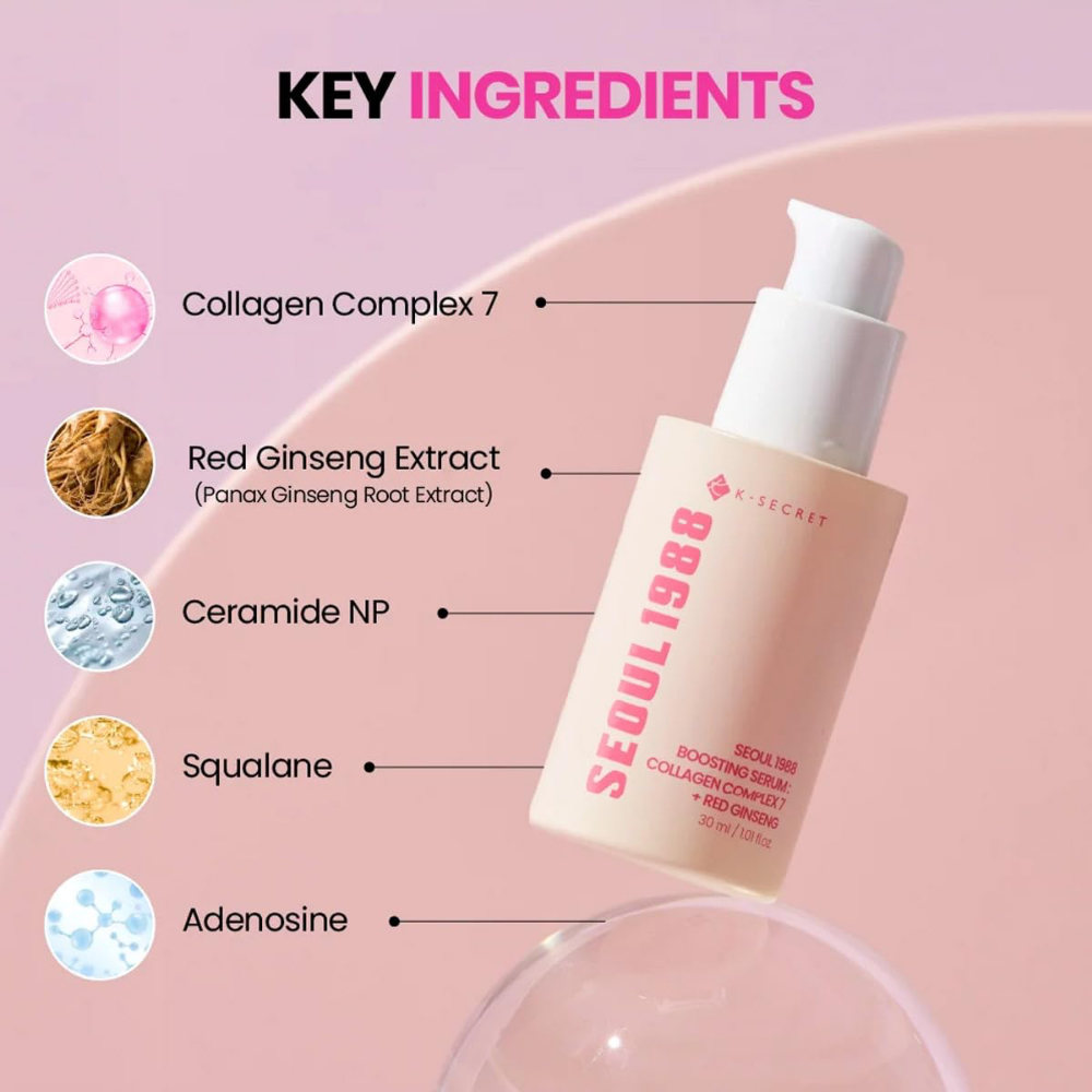 K-Secret Seoul 1988 Boosting Serum: Collagen Complex 7 & Red Ginseng 30g
