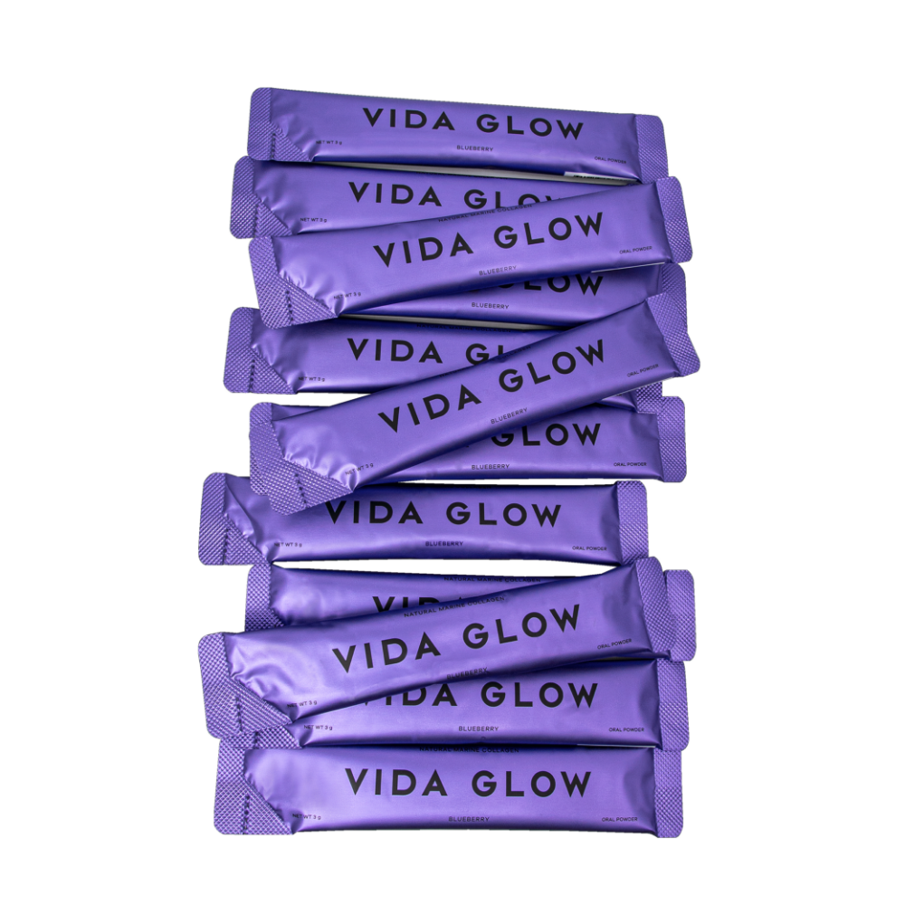 Vida Glow Natural Marine Collagen Supplement Blueberry Sachets x30