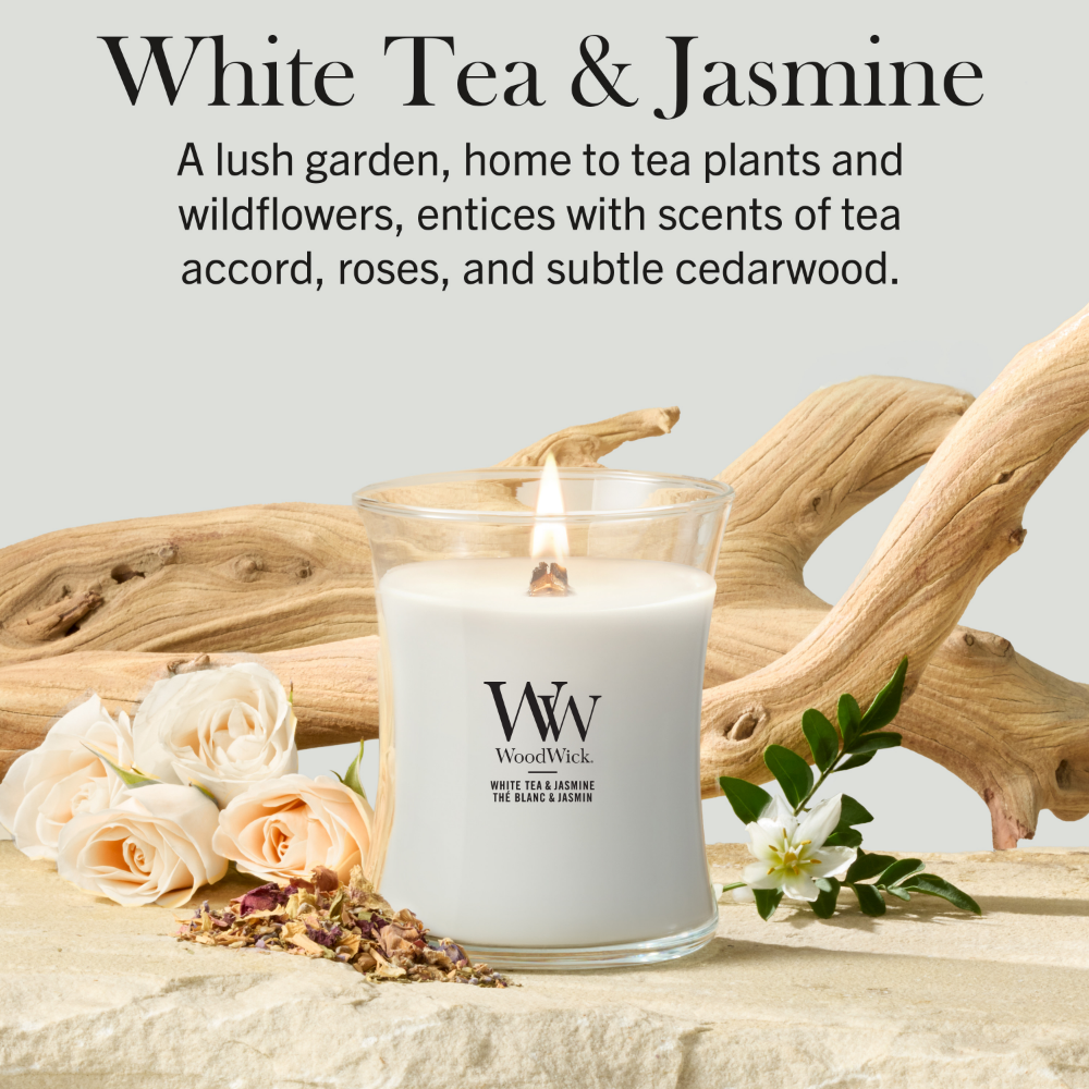 WoodWick White Tea & Jasmine Mini Hourglass Jar Candle