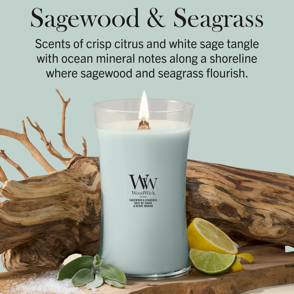 WoodWick Sagewood & Seagrass Mini Hourglass Jar Candle