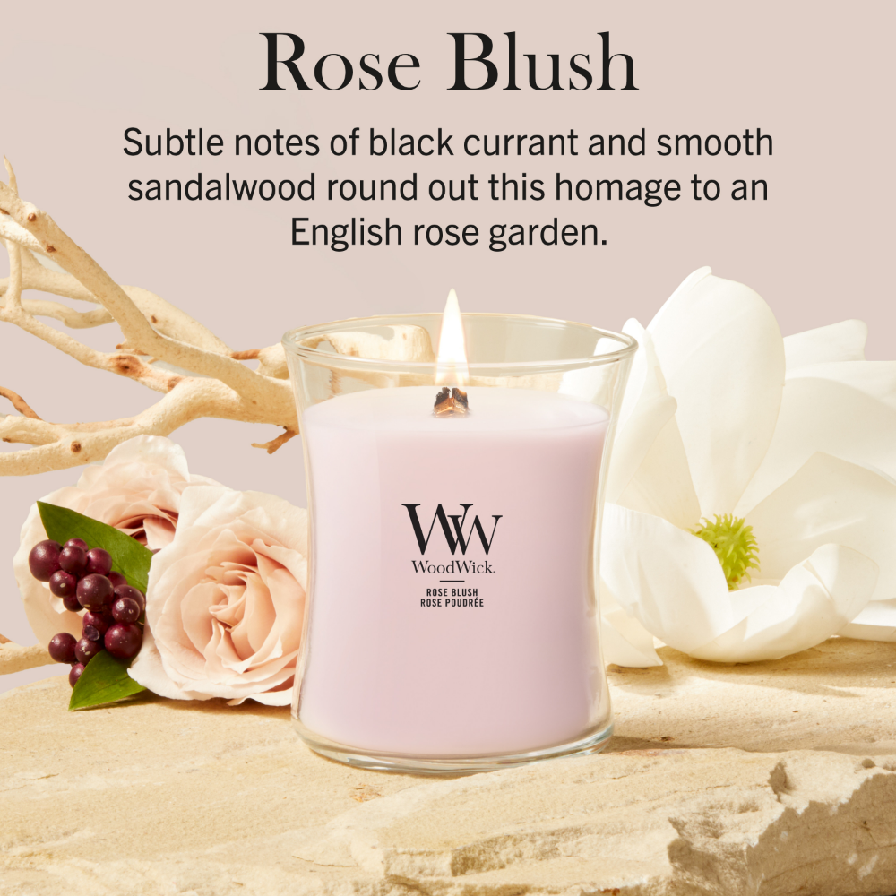 WoodWick Rose Blush Medium Hourglass Jar Candle