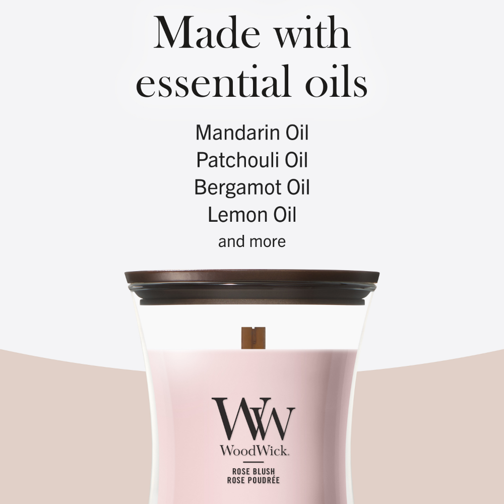 WoodWick Rose Blush Medium Hourglass Jar Candle