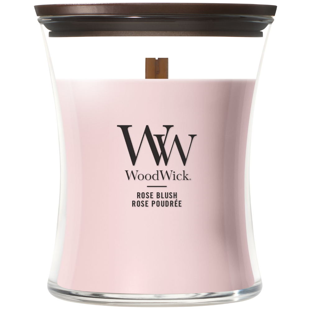 WoodWick Rose Blush Medium Hourglass Jar Candle