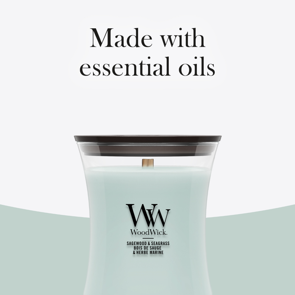 WoodWick Sagewood & Seagrass Medium Hourglass Jar Candle