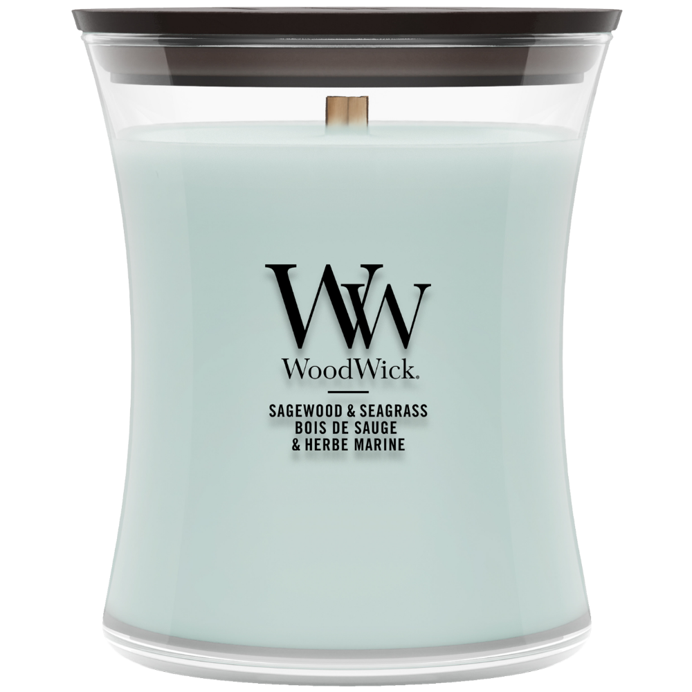 WoodWick Sagewood & Seagrass Medium Hourglass Jar Candle