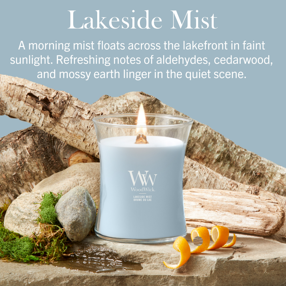 WoodWick Lakeside Mist Medium Hourglass Jar Candle