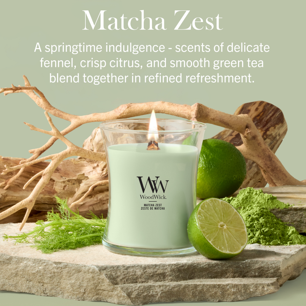 WoodWick Matcha Zest Medium Hourglass Jar Candle