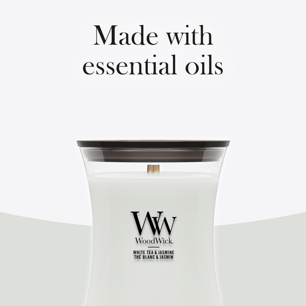 WoodWick White Tea & Jasmine Medium Hourglass Jar Candle