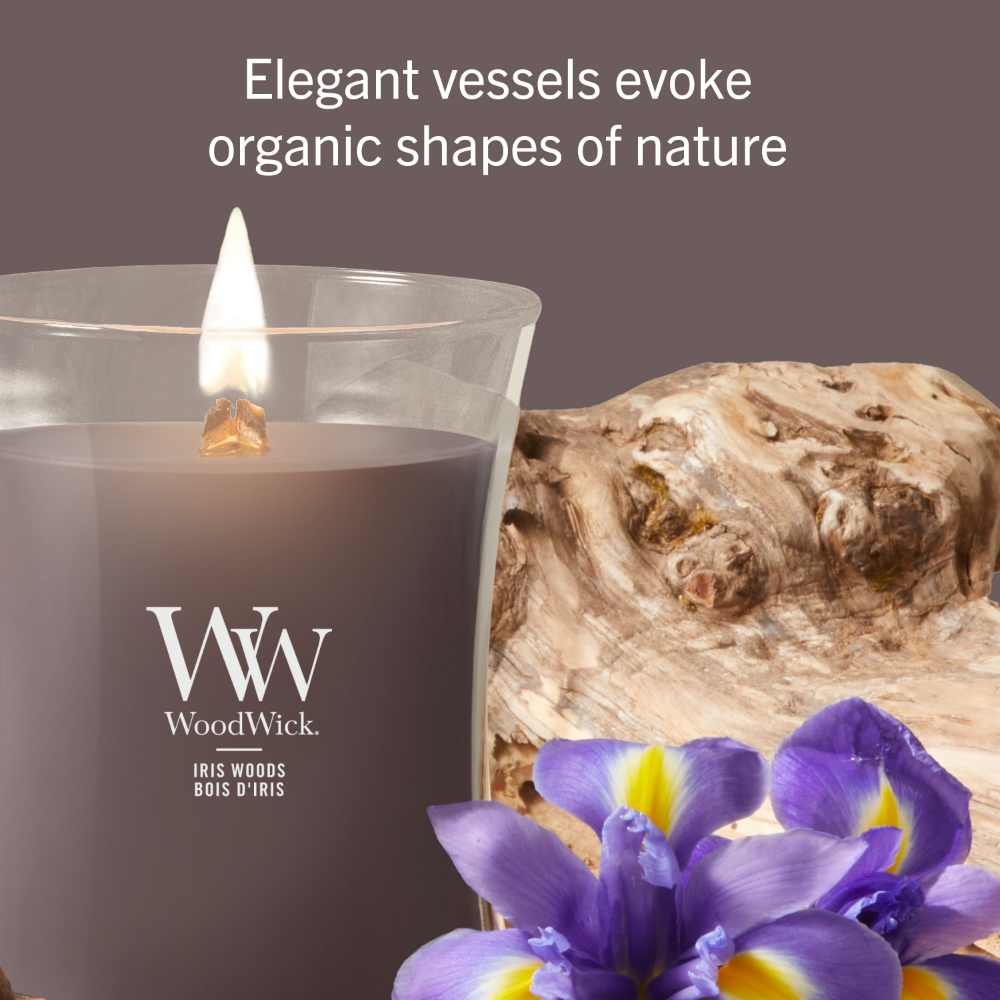 WoodWick Iris Woods Medium Hourglass Jar Candle