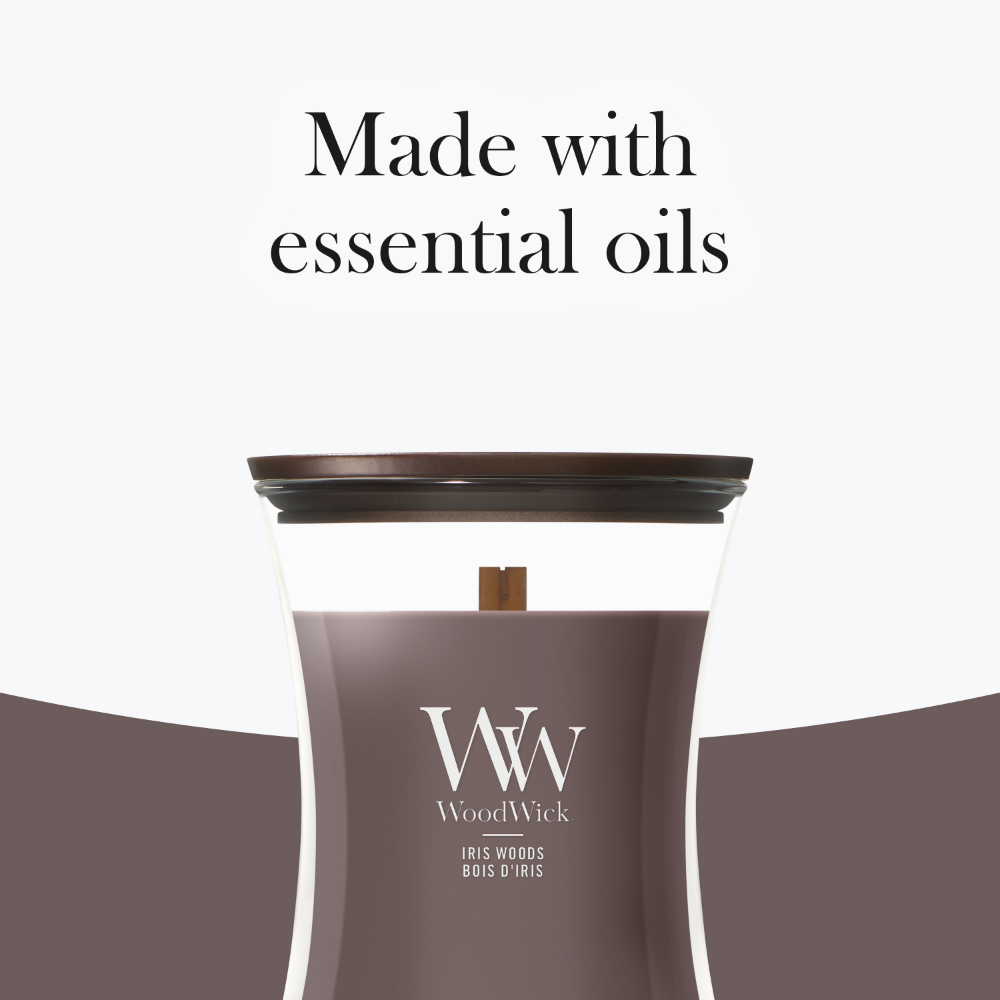 WoodWick Iris Woods Medium Hourglass Jar Candle