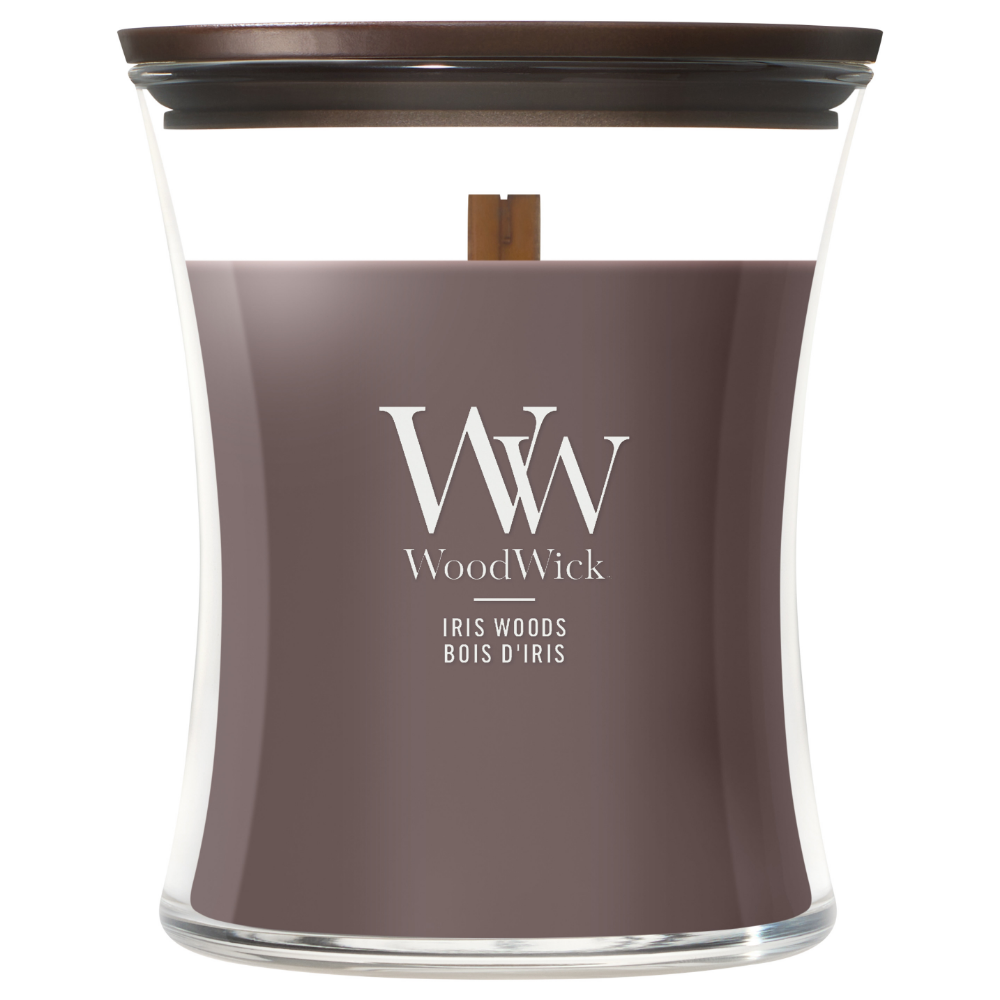 WoodWick Iris Woods Medium Hourglass Jar Candle