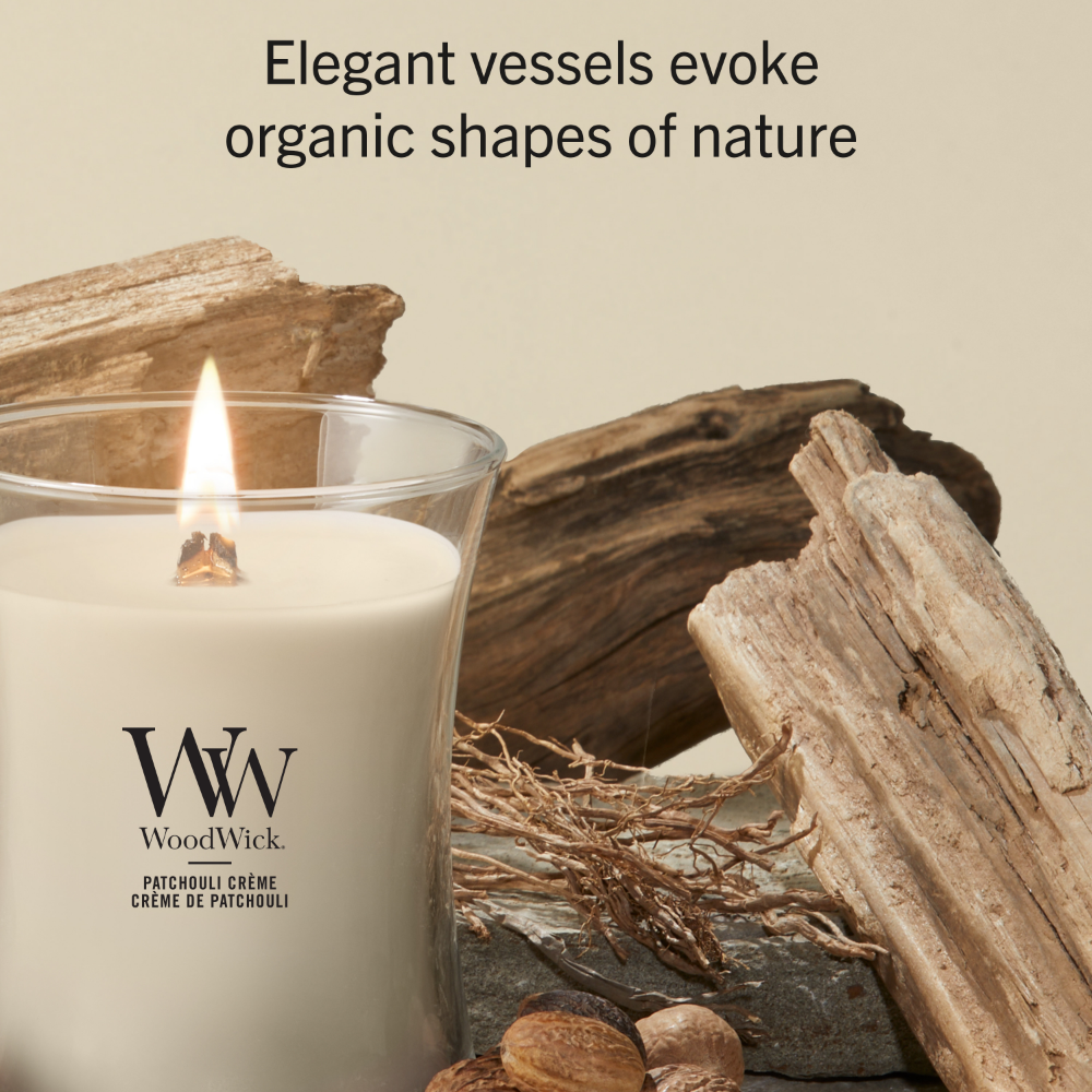 WoodWick Patchouli Creme Medium Hourglass Jar Candle