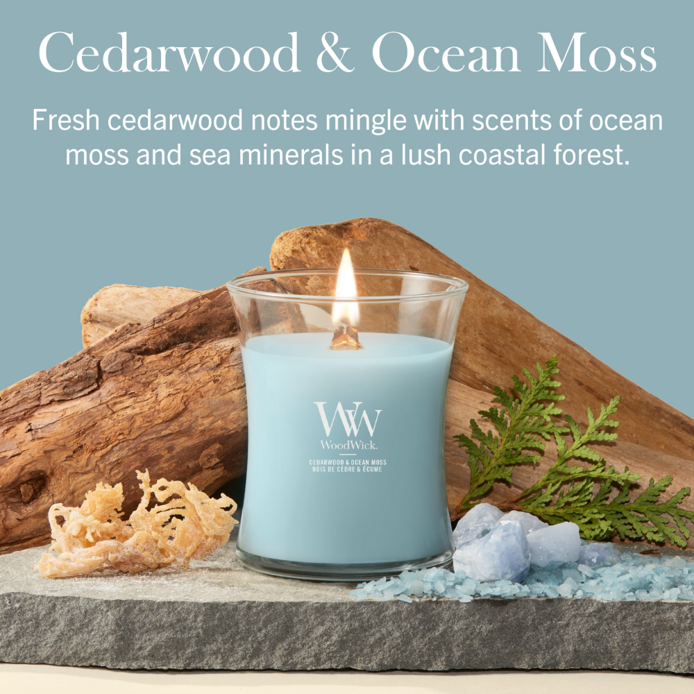 WoodWick Cedarwood & Ocean Moss Medium Hourglass Jar Candle