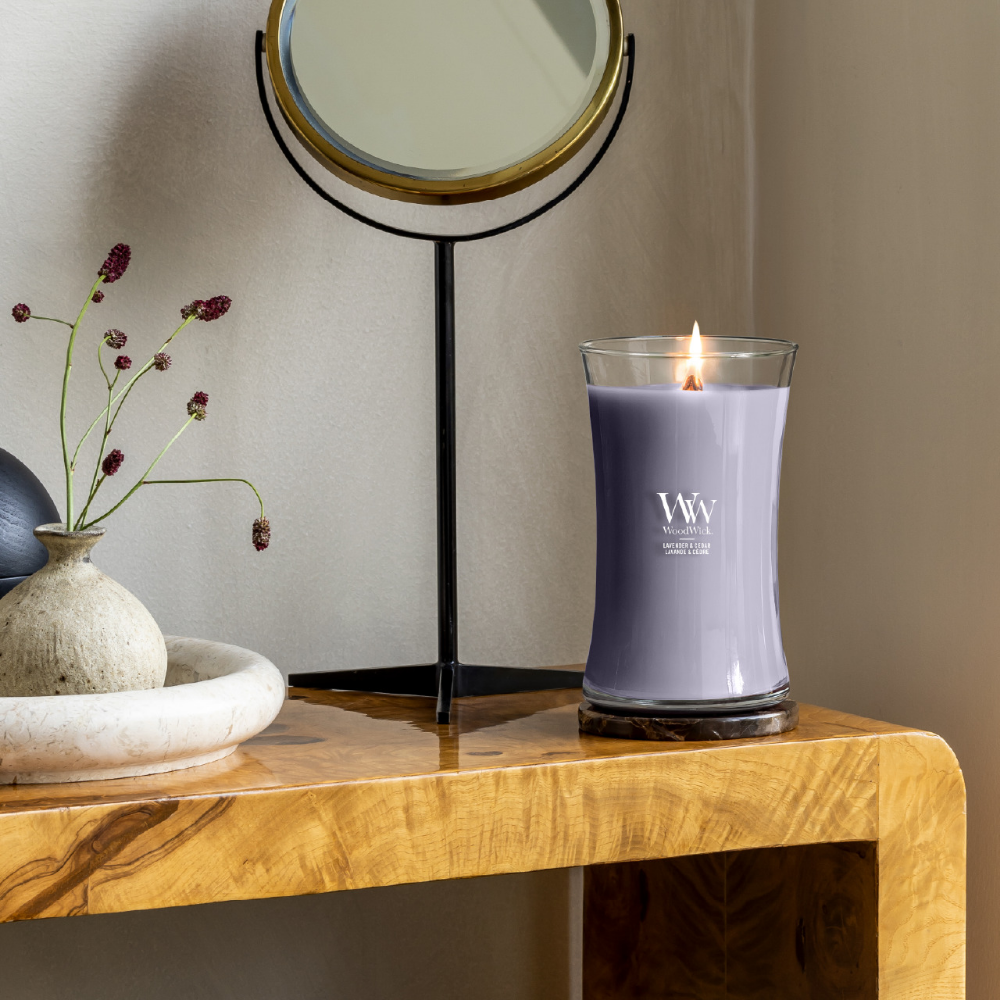 WoodWick Lavender & Cedar Large Hourglass Jar Candle