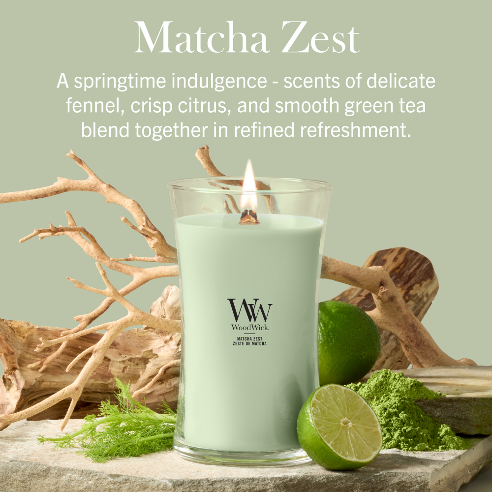 WoodWick Matcha Zest Large Hourglass Jar Candle