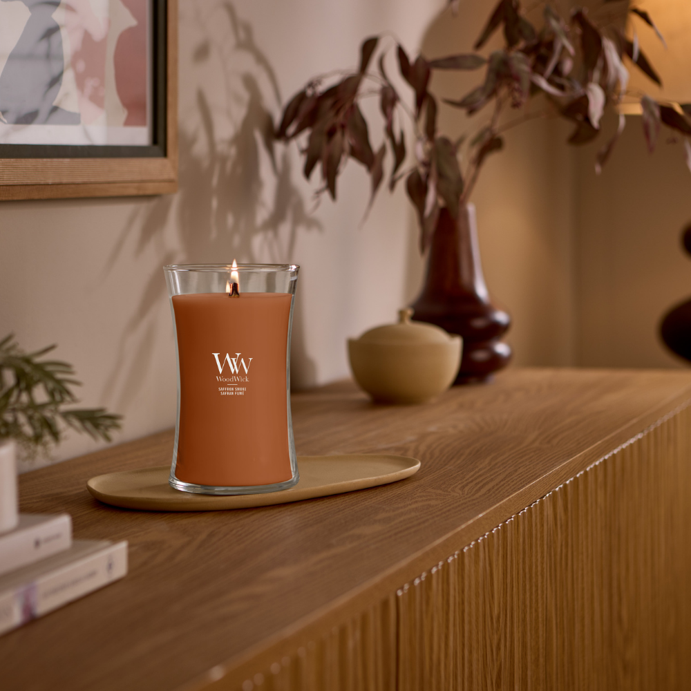 WoodWick Saffron Smoke Large Hourglass Jar Candle