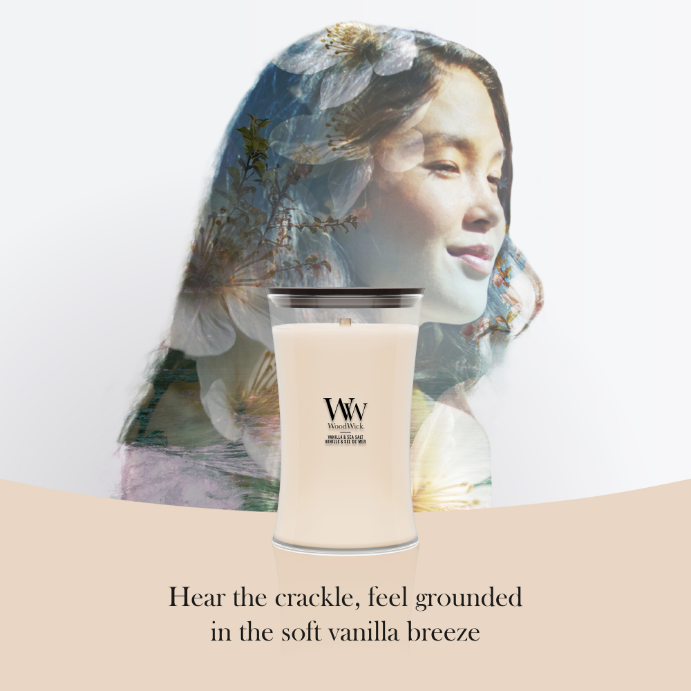 WoodWick Vanilla & Sea Salt Large Hourglass Jar Candle