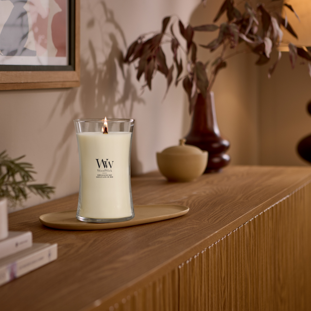 WoodWick Vanilla & Sea Salt Large Hourglass Jar Candle