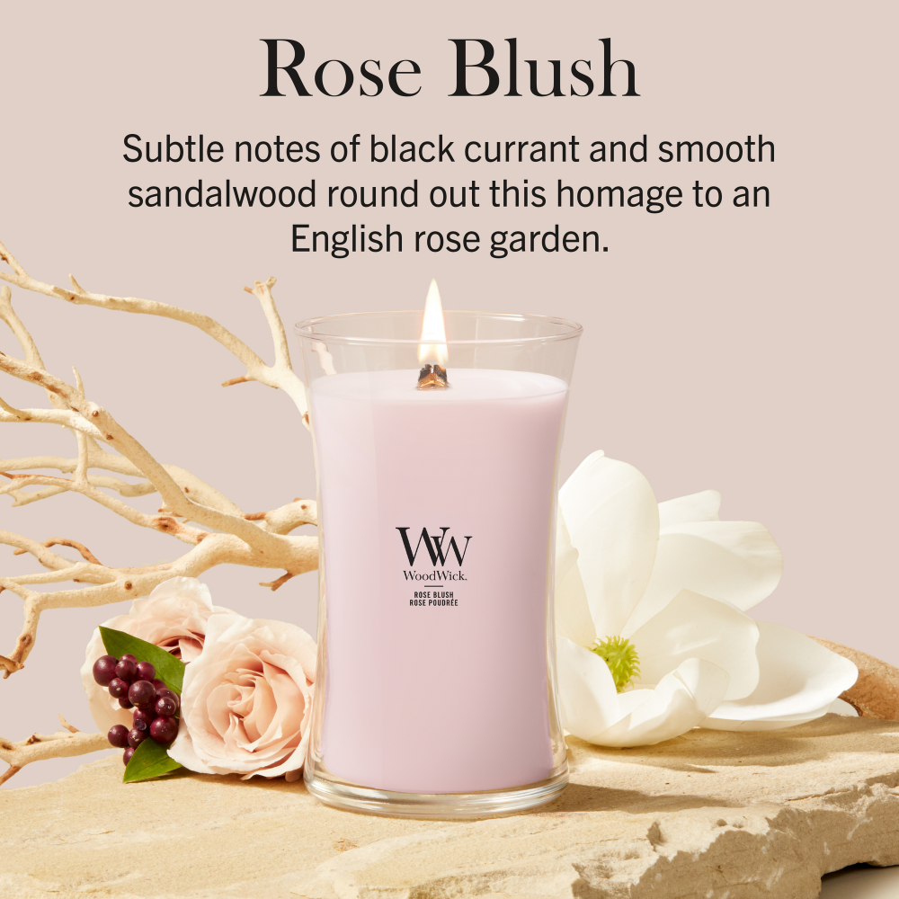 WoodWick Rose Blush Large Hourglass Jar Candle