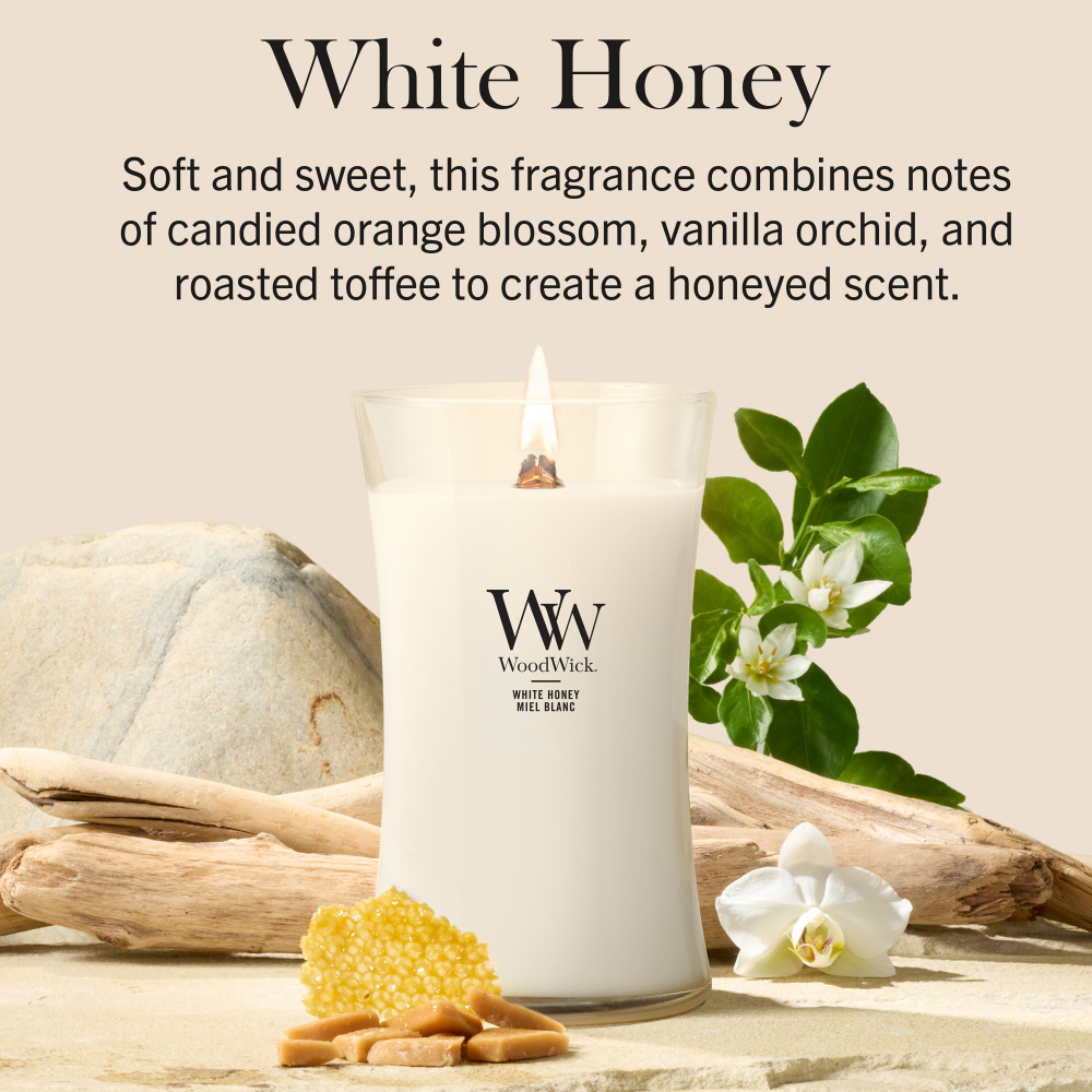 WoodWick White Honey Large Hourglass Jar Candle