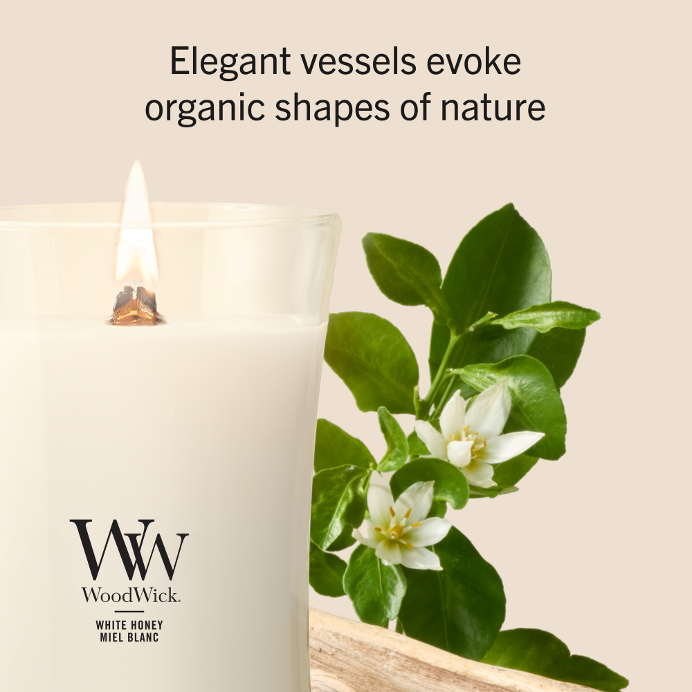WoodWick White Honey Large Hourglass Jar Candle