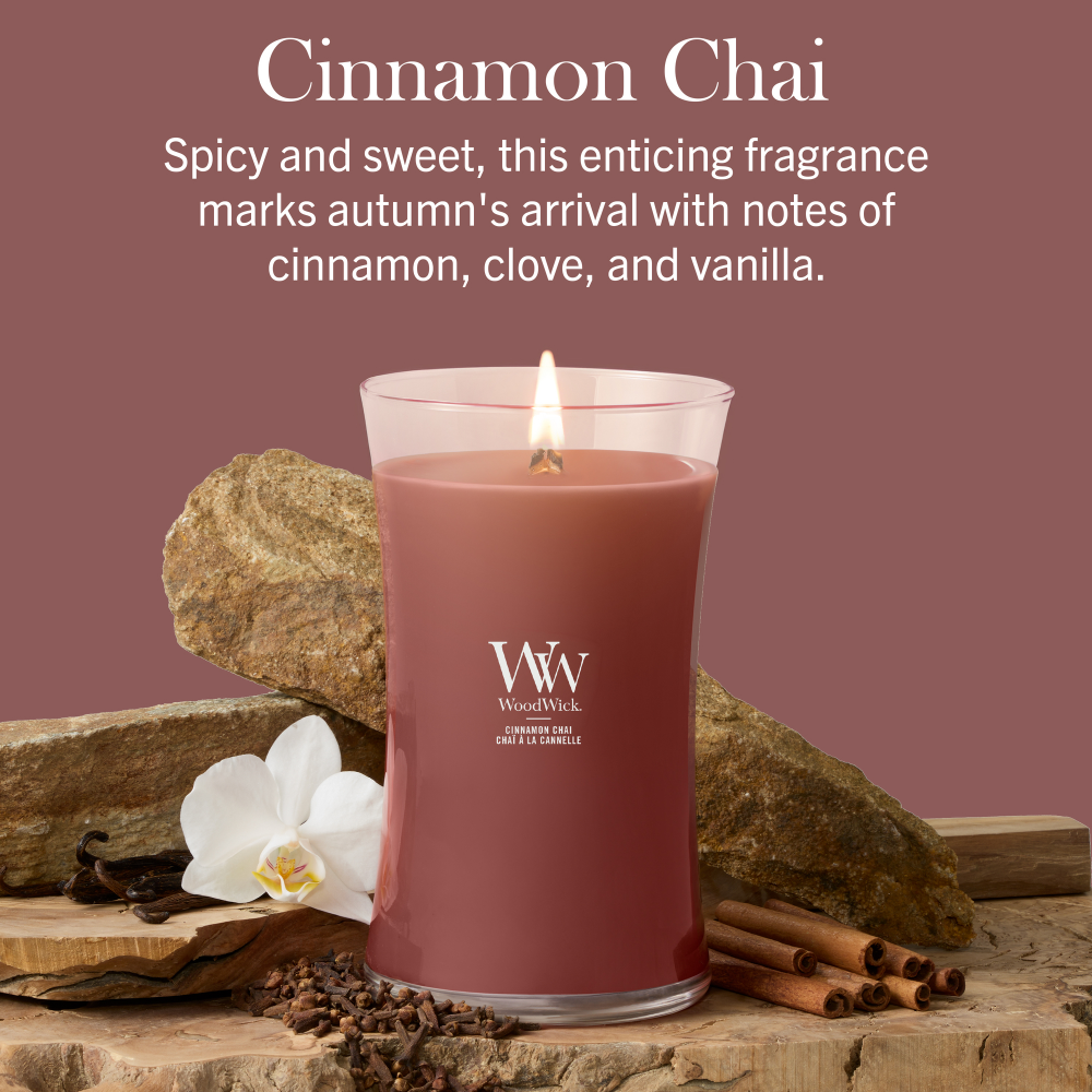 WoodWick Cinnamon Chai Large Hourglass Jar Candle