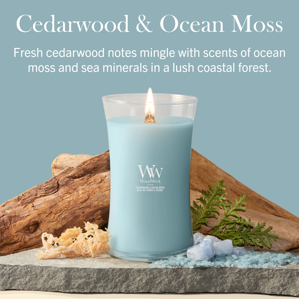 WoodWick Cedarwood & Ocean Moss Large Hourglass Jar Candle