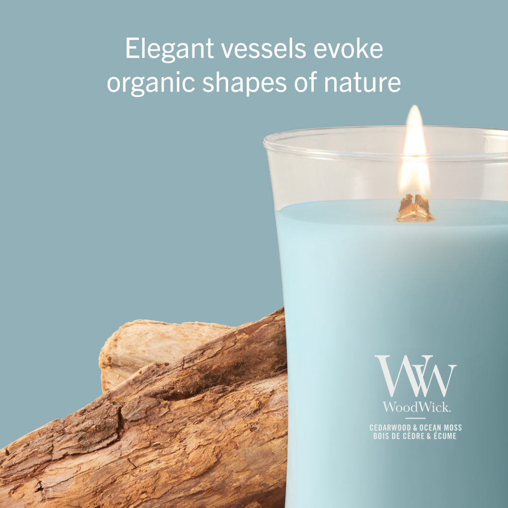 WoodWick Cedarwood & Ocean Moss Large Hourglass Jar Candle