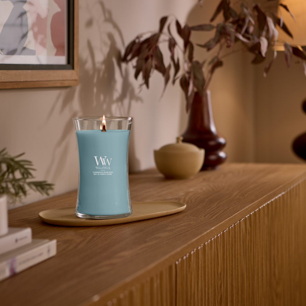 WoodWick Cedarwood & Ocean Moss Large Hourglass Jar Candle