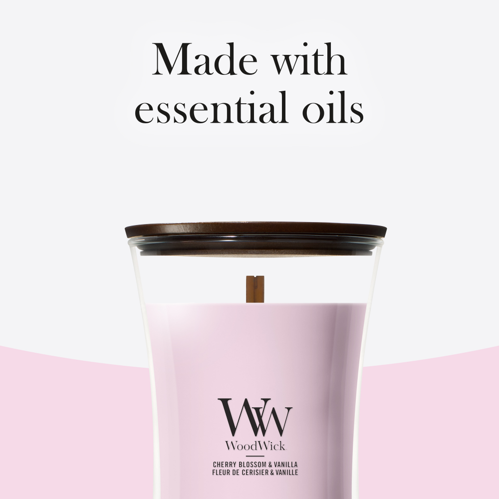 WoodWick Cherry Blossom & Vanilla Large Hourglass Jar Candle