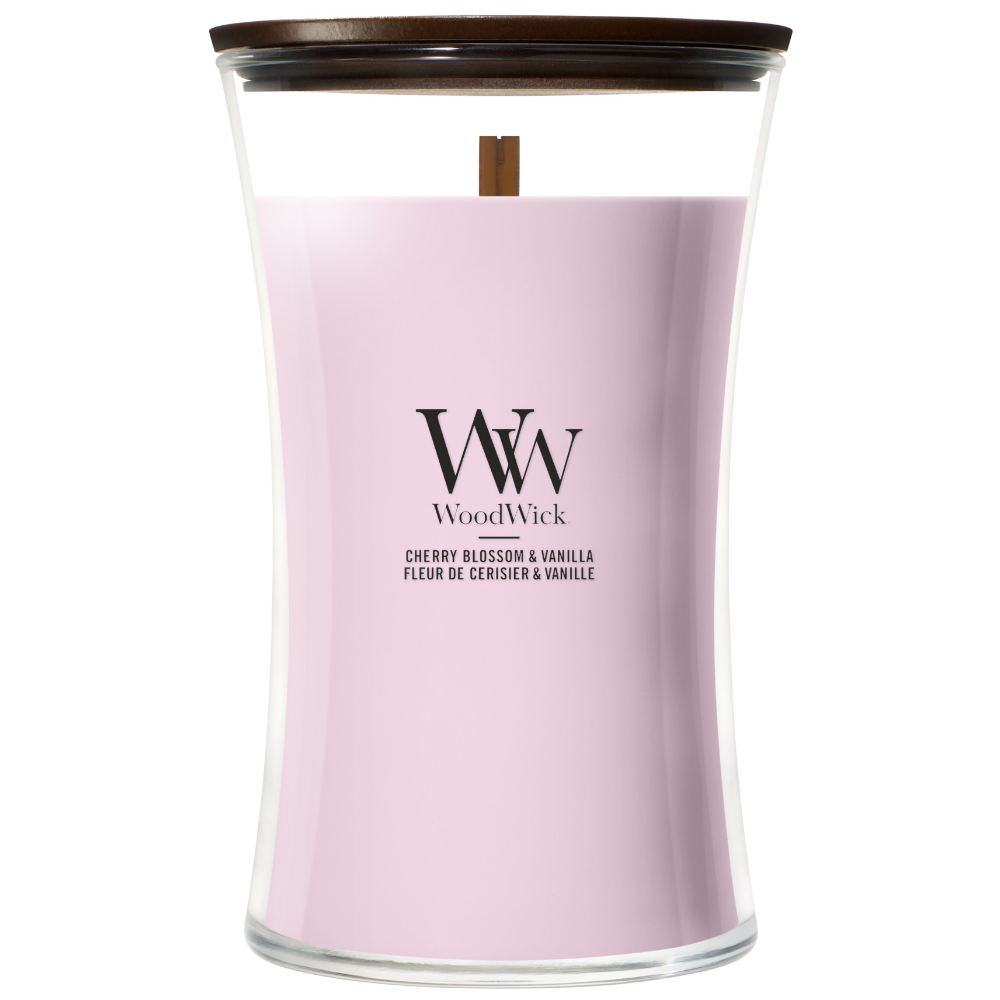 WoodWick Cherry Blossom & Vanilla Large Hourglass Jar Candle