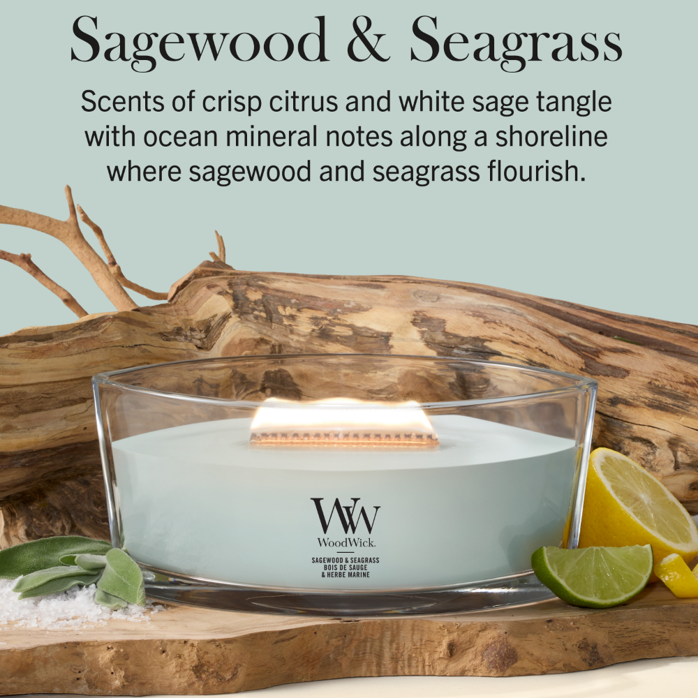WoodWick Sagewood & Seagrass Ellipse Jar Candle