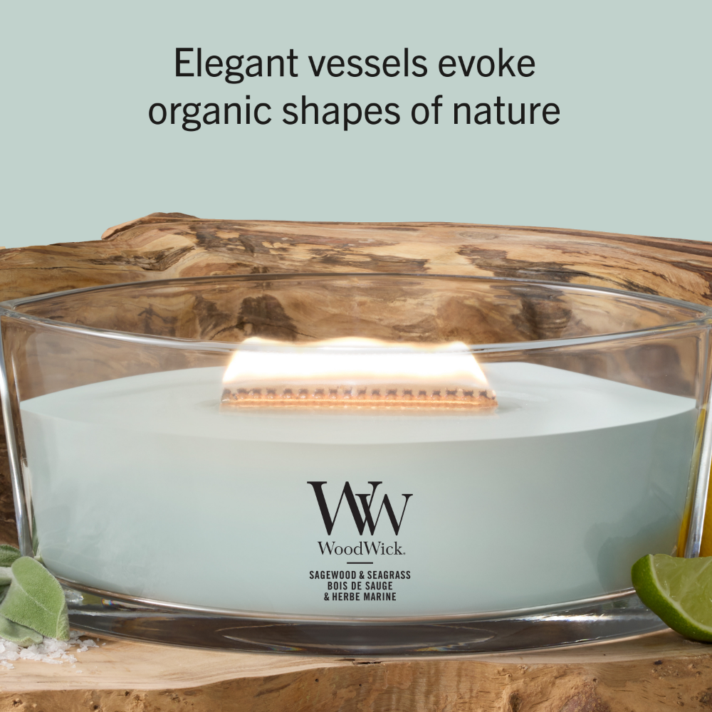 WoodWick Sagewood & Seagrass Ellipse Jar Candle