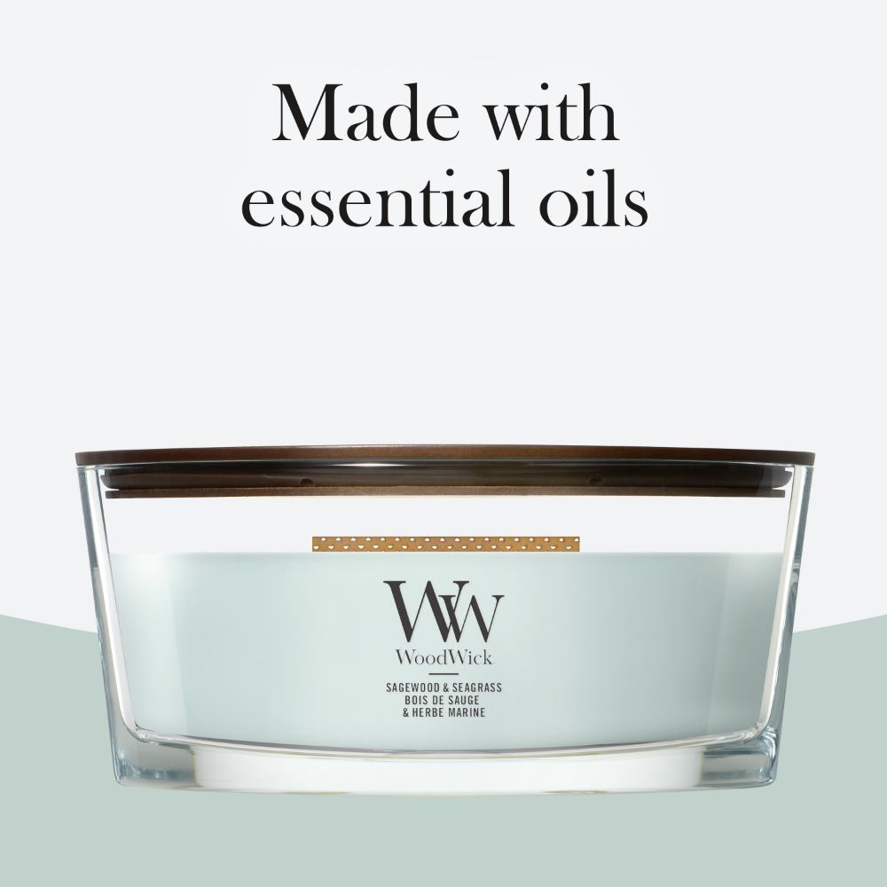 WoodWick Sagewood & Seagrass Ellipse Jar Candle