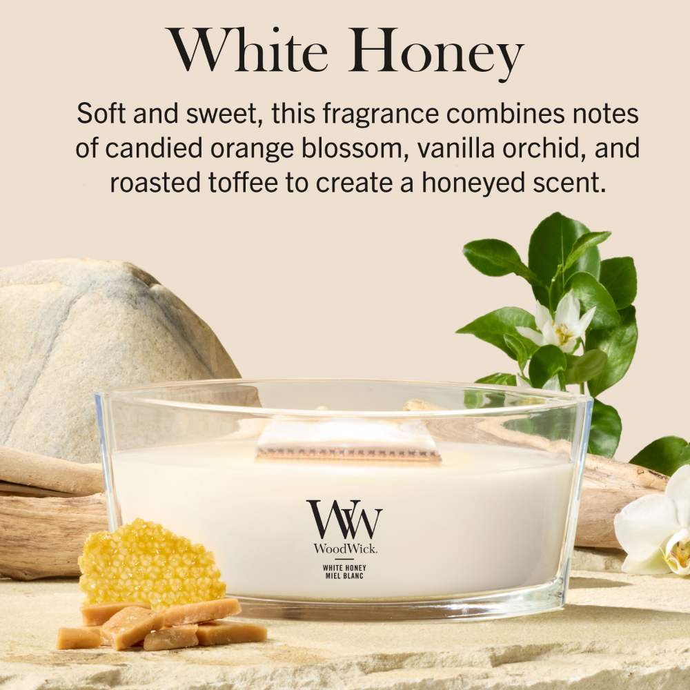 WoodWick White Honey Ellipse Jar Candle