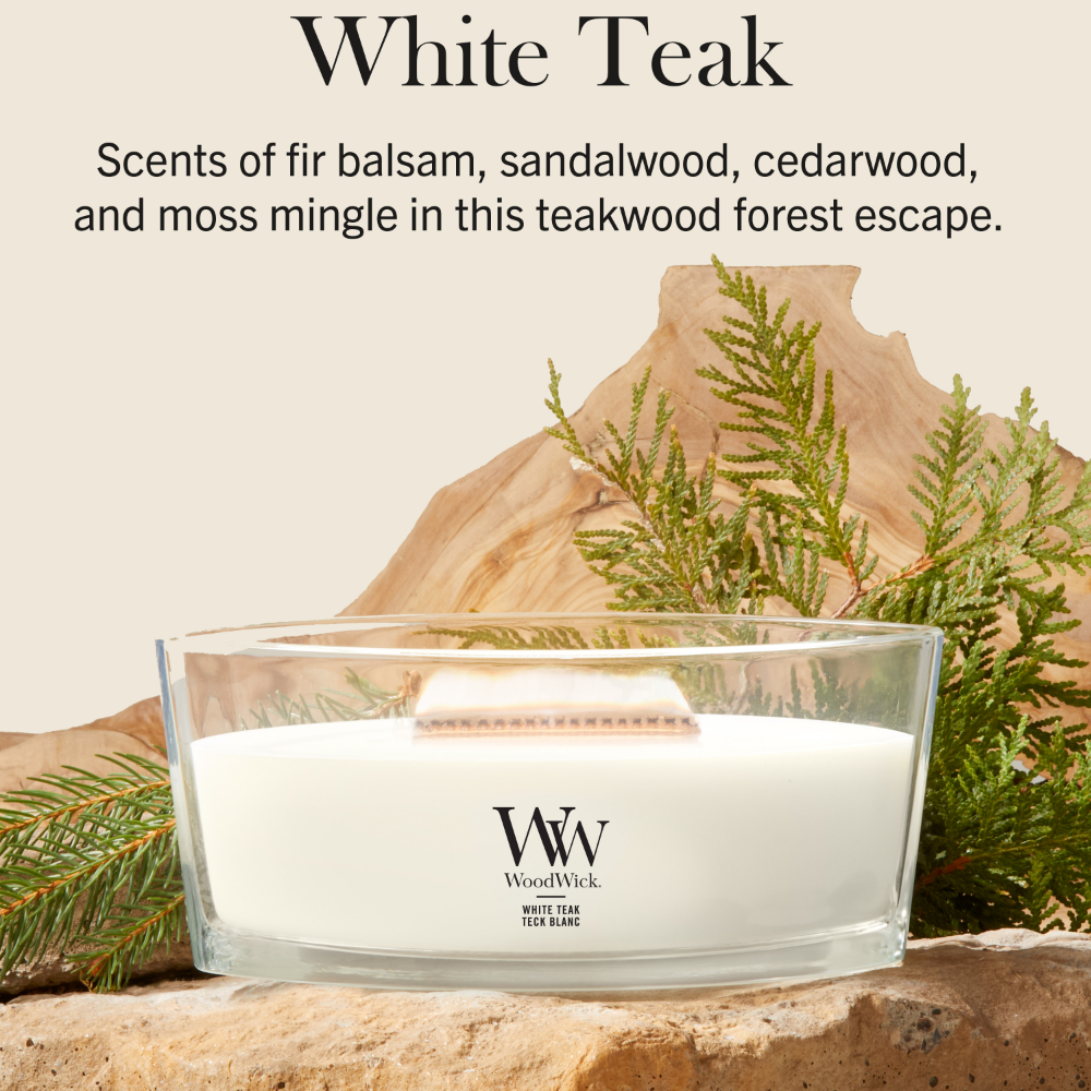 WoodWick White Teak Ellipse Jar Candle