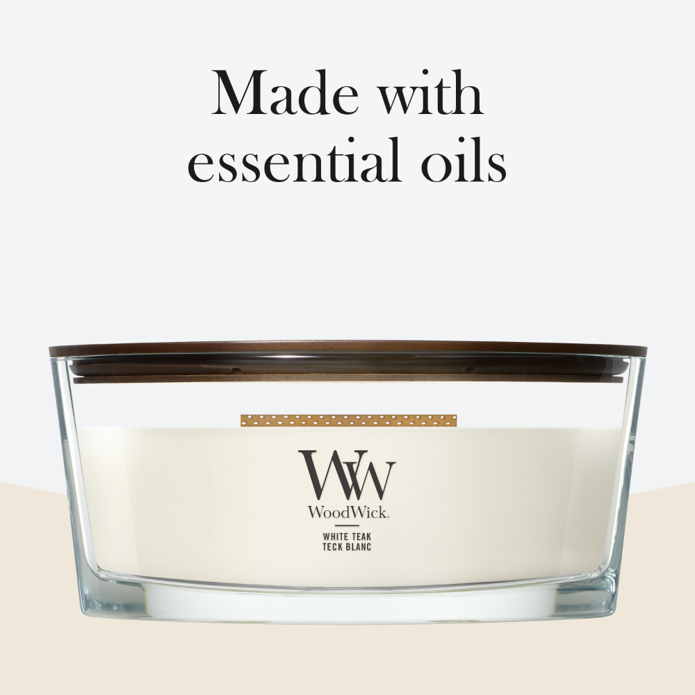 WoodWick White Teak Ellipse Jar Candle