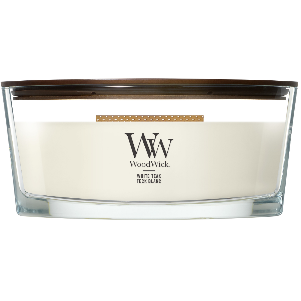 WoodWick White Teak Ellipse Jar Candle
