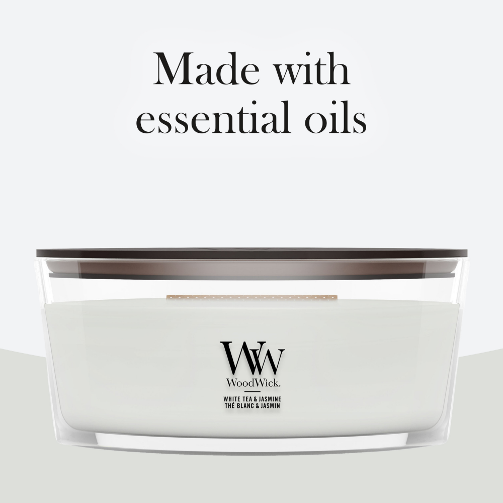WoodWick White Tea & Jasmine Ellipse Jar Candle