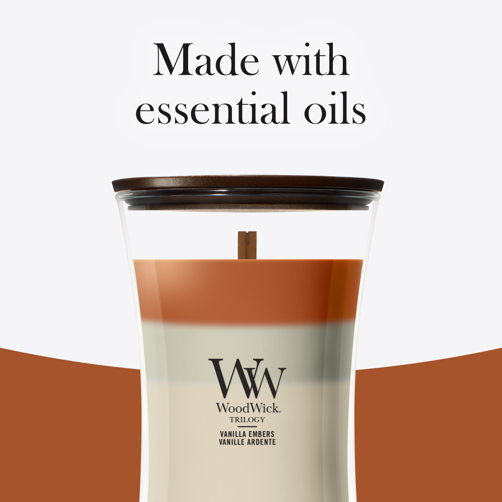WoodWick Trilogy Vanilla Embers Medium Hourglass Jar Candle