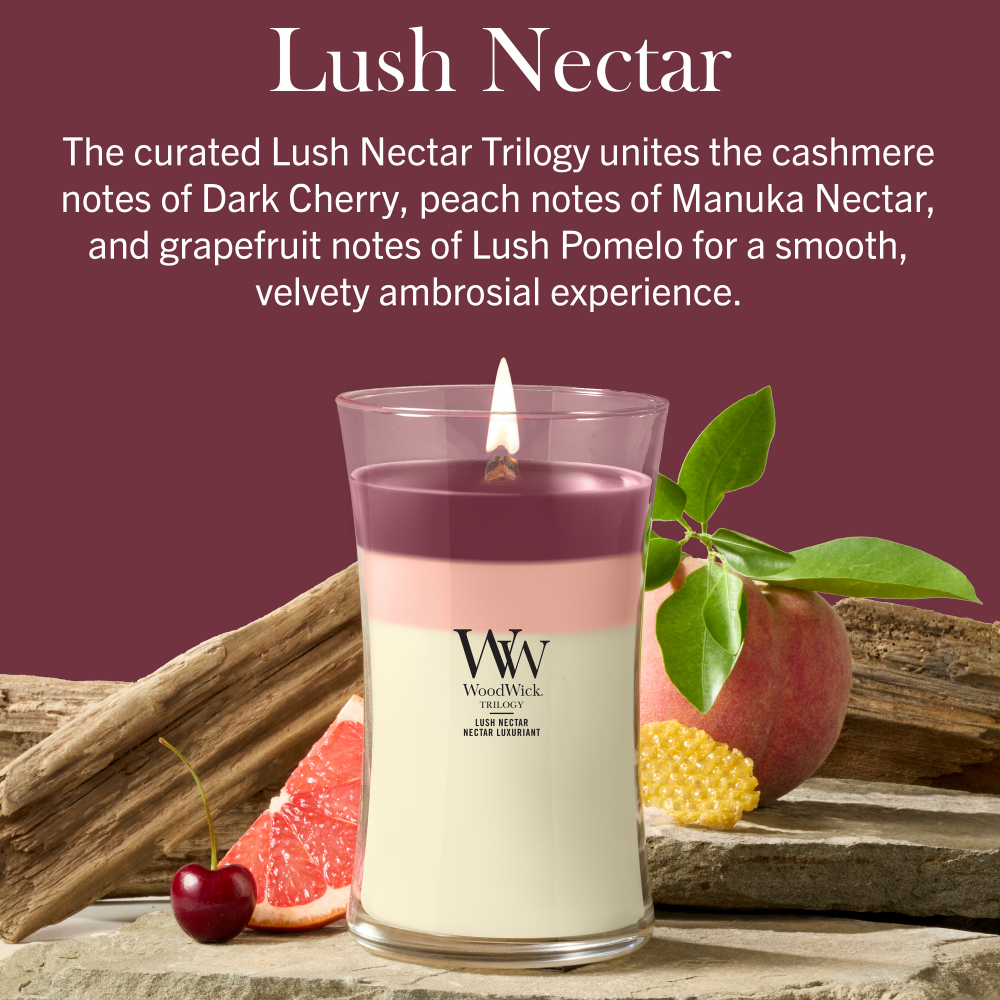 WoodWick Trilogy Lush Nectar Large Hourglass Jar Candle