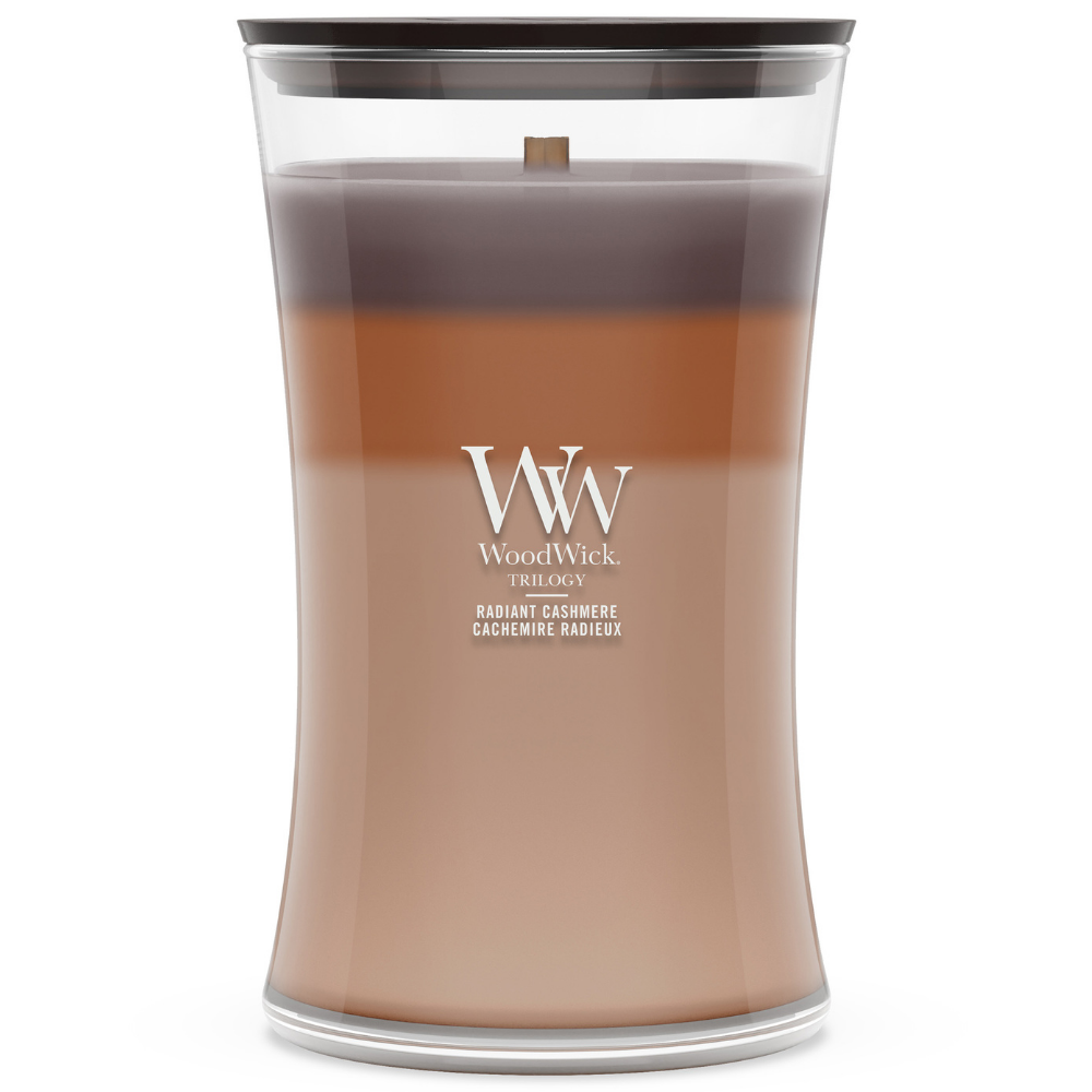 WoodWick Trilogy Radiant Cashmere Large Hourglass Jar Candle