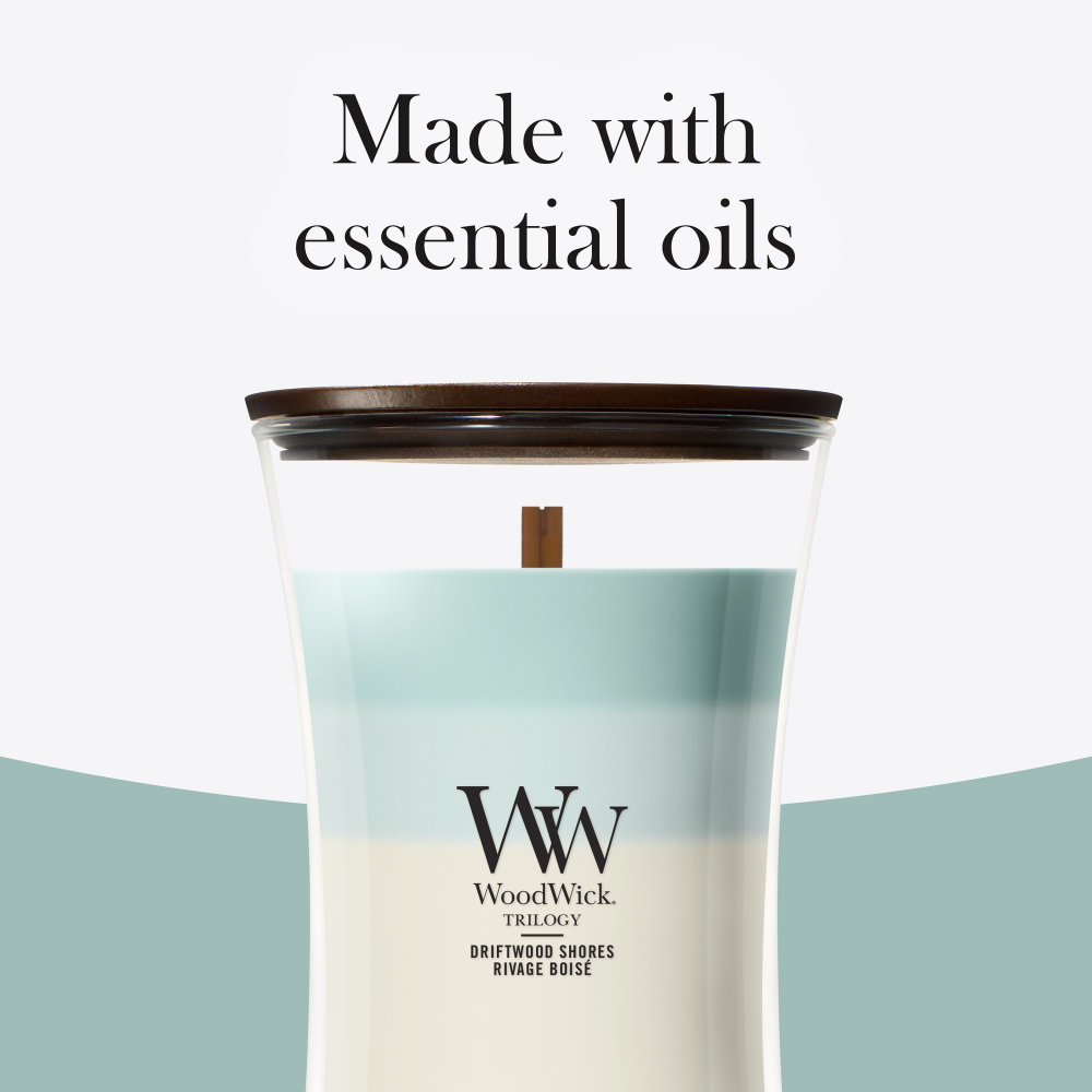 WoodWick Trilogy Driftwood Shores Large Hourglass Jar Candle