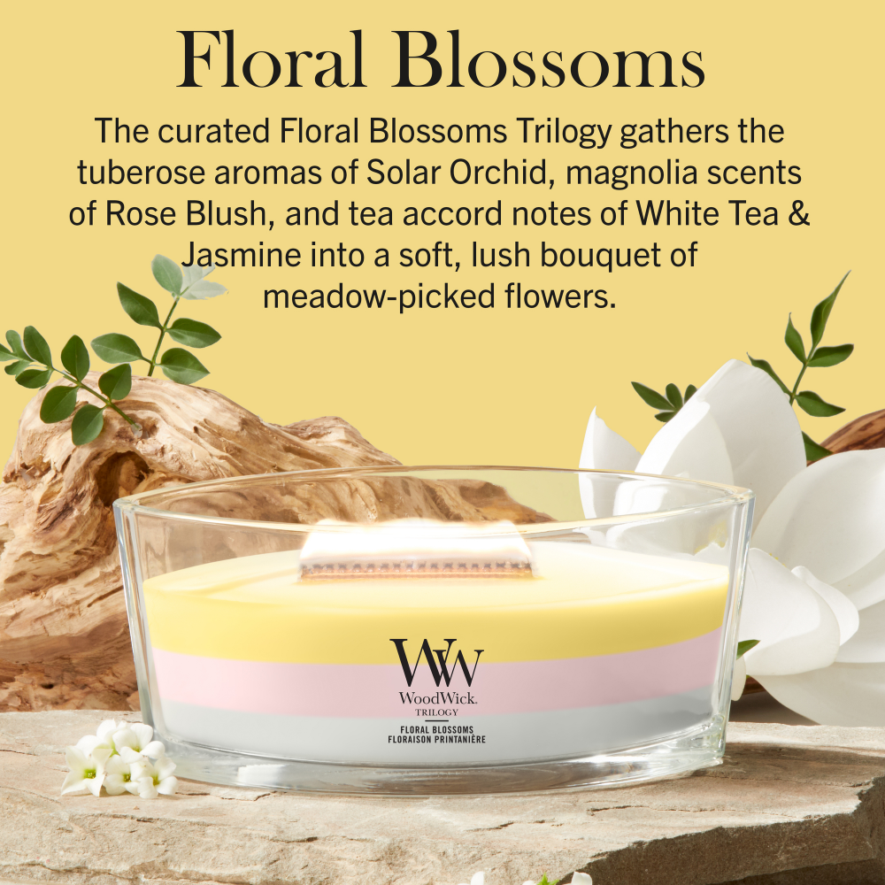 WoodWick Trilogy Floral Blossoms Ellipse Jar Candle