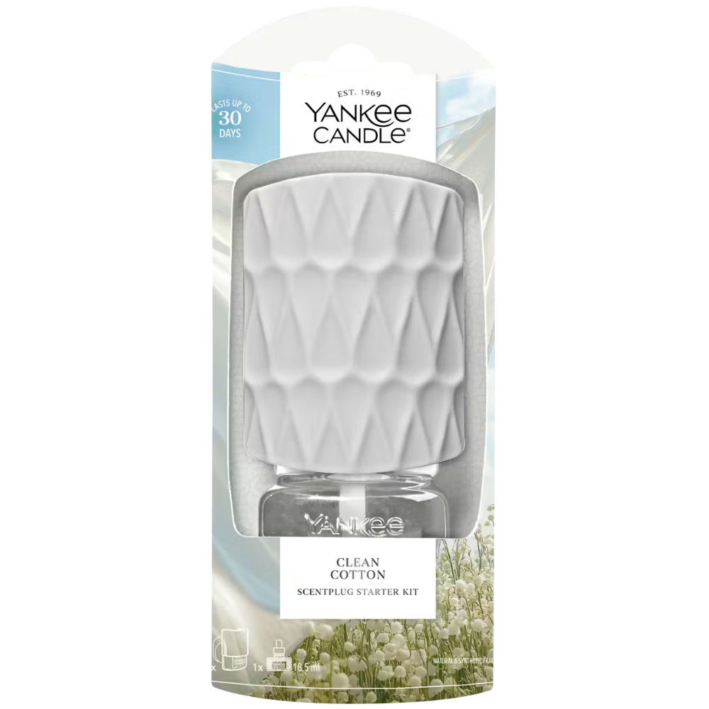 Yankee Candle Clean Cotton Organic Pattern Scent Plug Starter Kit